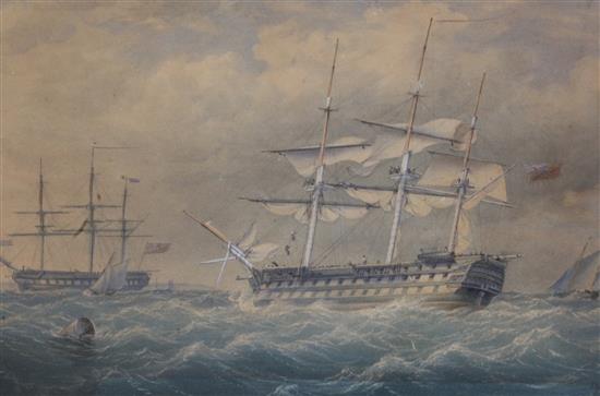 William Joy British Ships watercolour, 31 x44cm